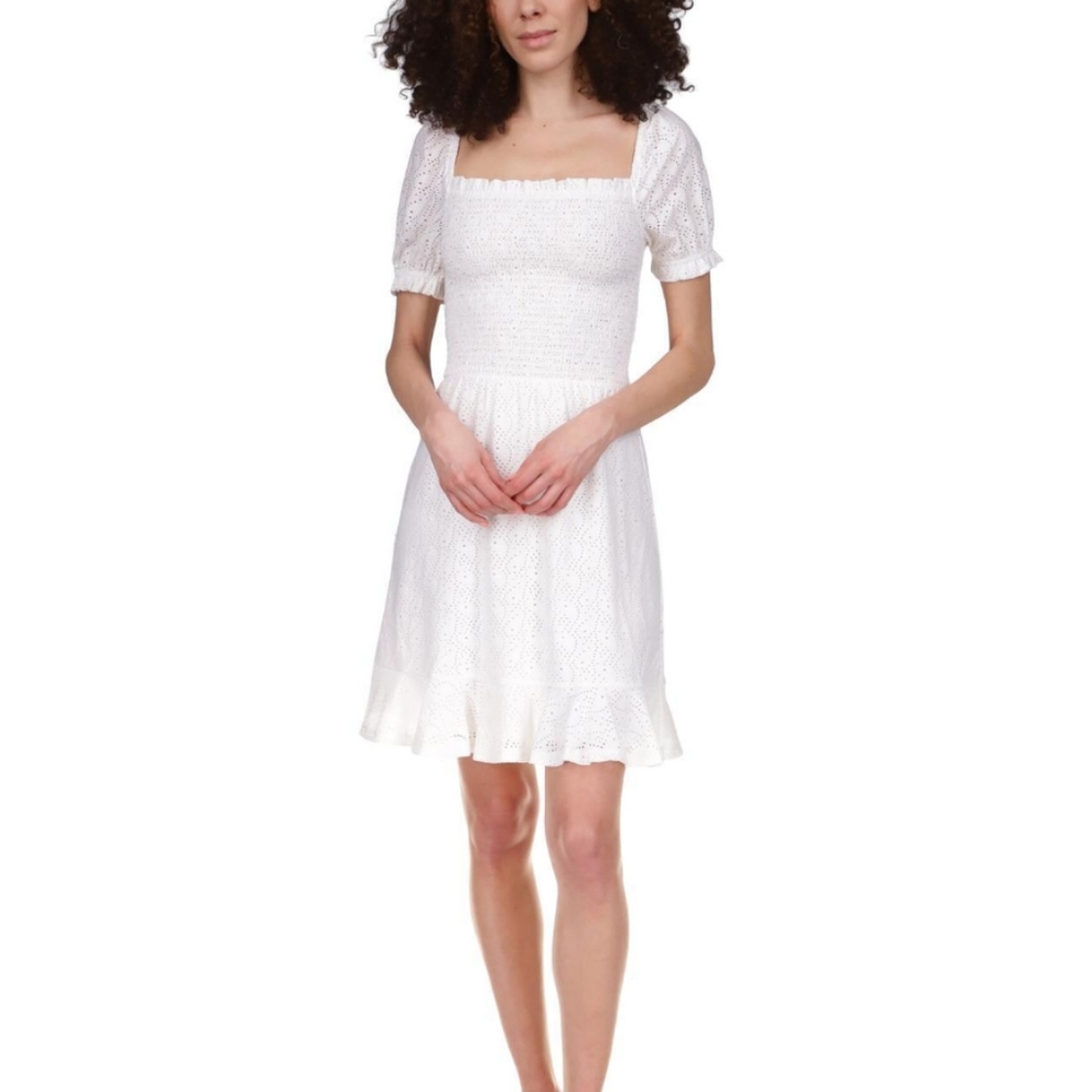MICHAEL Michael Kors Women's Eyelet Smocked Peasant Dress size medium. Square ne